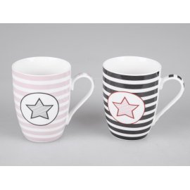 Becher Stern grau/rosa