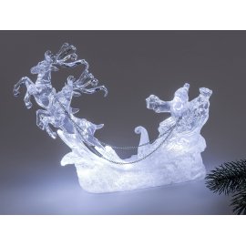 Weihnachtsmann auf Kutsche 24cm Acryl mit Licht