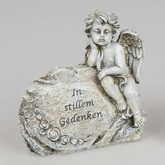 Engel an Stein Trauer &quot;In stillem Gedenken&quot; Geschenkhaus Bellm