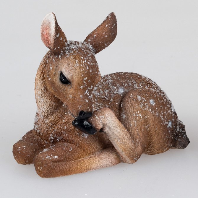 Reh liegend13cm Winterzeit