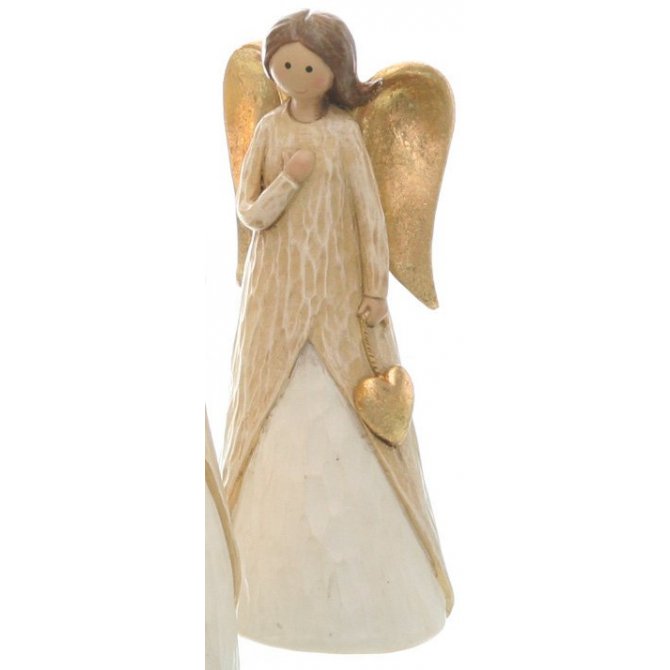 Engel mit Herz 18cm gold-creme