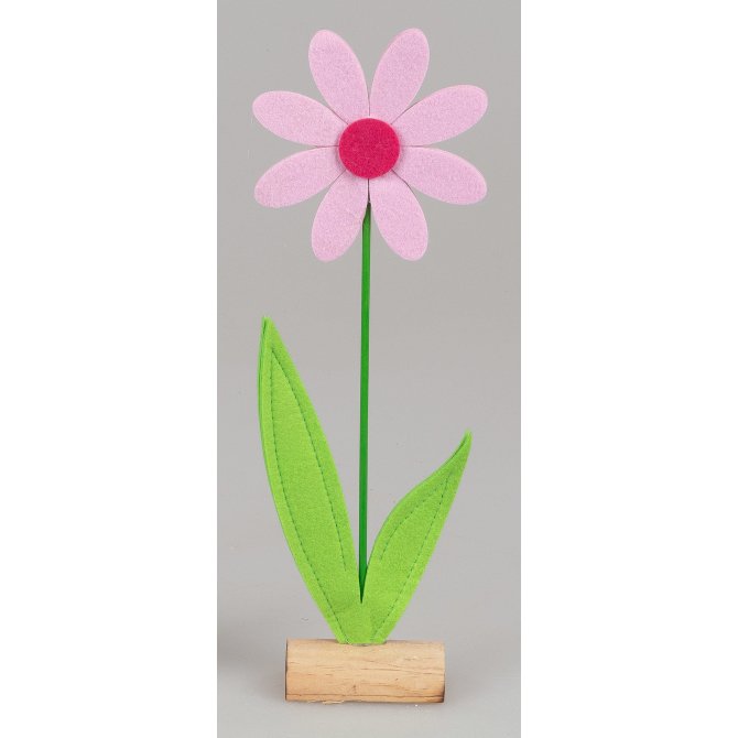 Blume auf Holz 34cm Filz