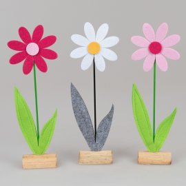 Blume auf Holz 88cm Filz