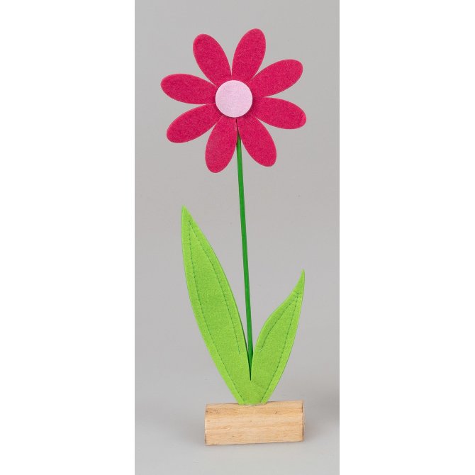 Blume auf Holz 88cm Filz