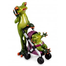 Frosch Mama mit Kinderwagen Buggy