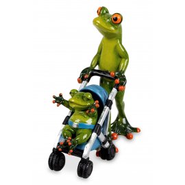 Frosch Papa mit Kinderwagen Buggy
