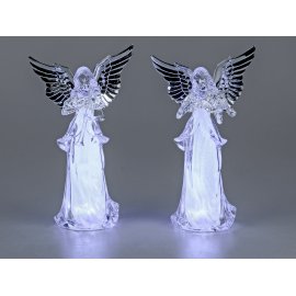 Engel 28cm silber Acryl mit Licht