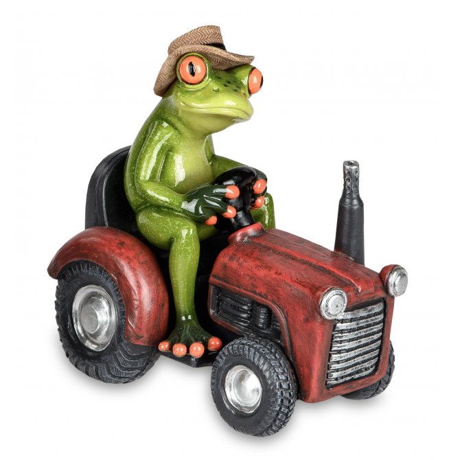 Frosch mit rotem Traktor