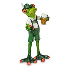 Frosch in Tracht und Bier