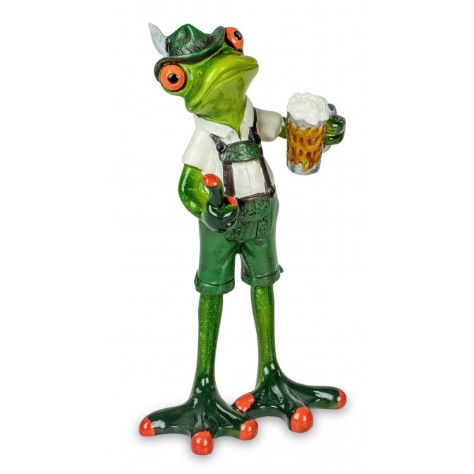Frosch in Tracht und Bier