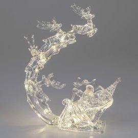 Nikolaus mit Schlitten 34cm Acryl mit Licht
