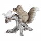 Eichhörnchen mit Vogel auf Ast 20cm Natur-creme