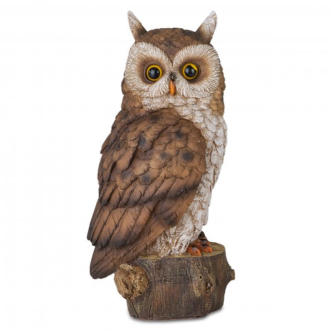 Eule auf Baumstumpf 25cm naturfarben