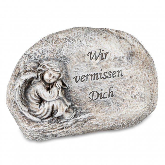Stein mit Engel 16cm "Wir vermissen dich"