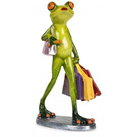 Frosch Shopping mit Handtasche und Einkaufstüten