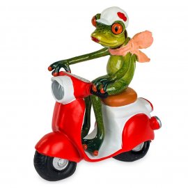 Frosch auf rotem Roller