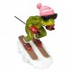 Frosch mit Ski und rosa Mütze