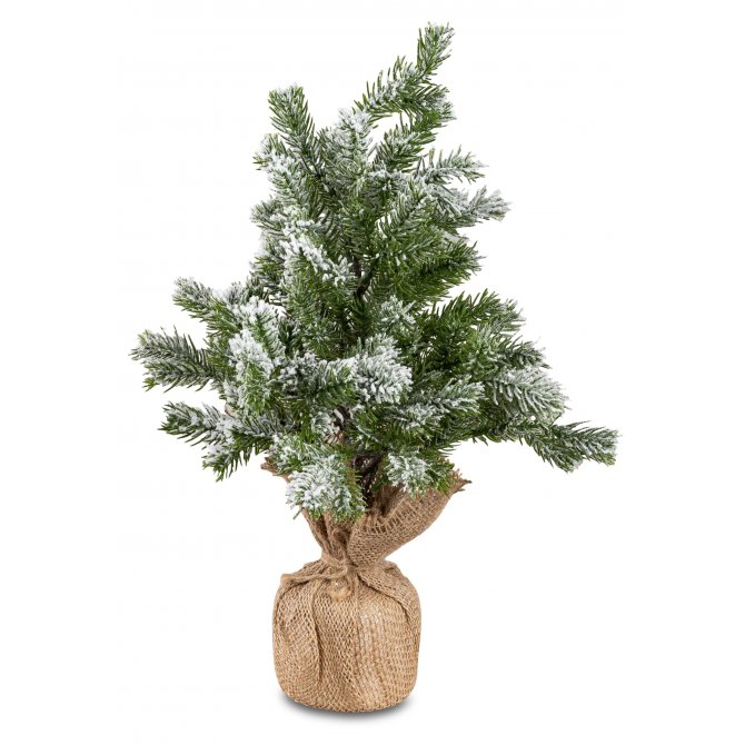 Dekobaum Tanne mit Schnee im Säckchen