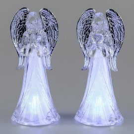 Engel Acryl silber 22cm mit Licht