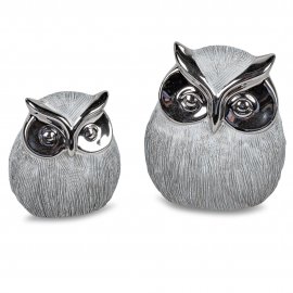 Deko-Eule Nature-Silber