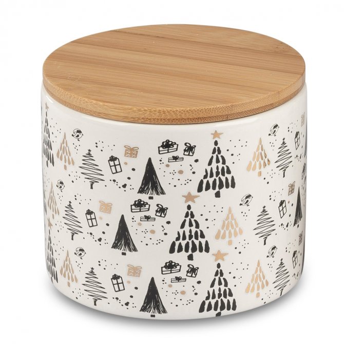 Dose mit Holzdeckel 11cm Baum modern