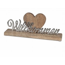 Willkommen 36cm Alu Mango-Holz