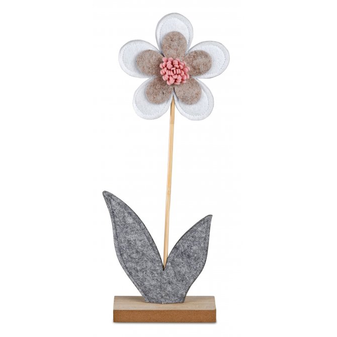 Blume auf Holz 36cm Filz