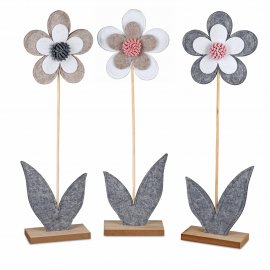 Blume auf Holz 56cm Filz