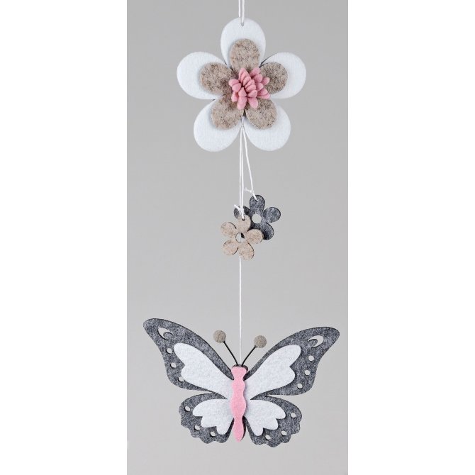 Hängedeko Schmetterling mit Blume Filz