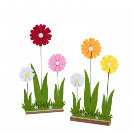 Blumen auf Holz 3er Filz