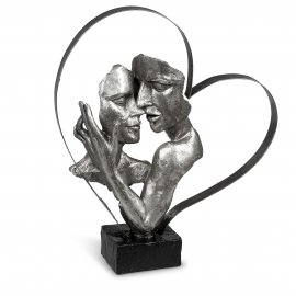 Paar in Herz 37cm silber-schwarz