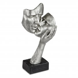 Büste Paar 30cm schwarz-silber