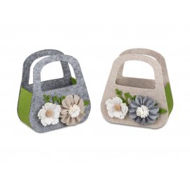 Tasche 16cm Filz mit Blume