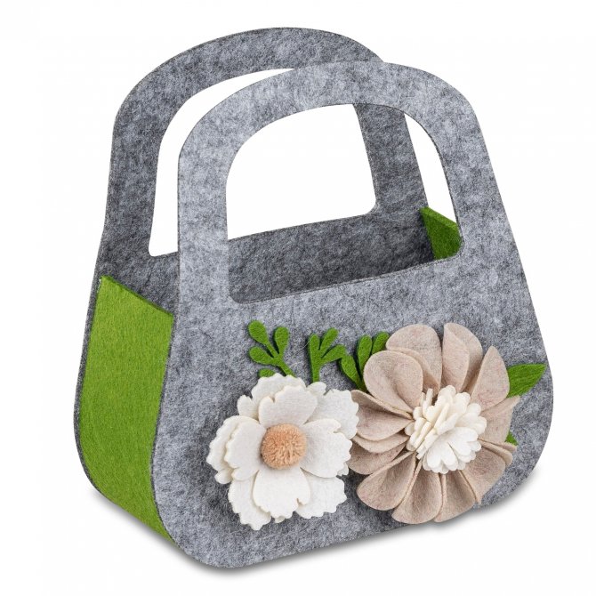 Tasche 16cm Filz mit Blume