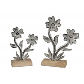 Blume 2er Alu Mango-Holz