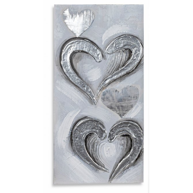 Wandbild 30x60cm 2 Herzen