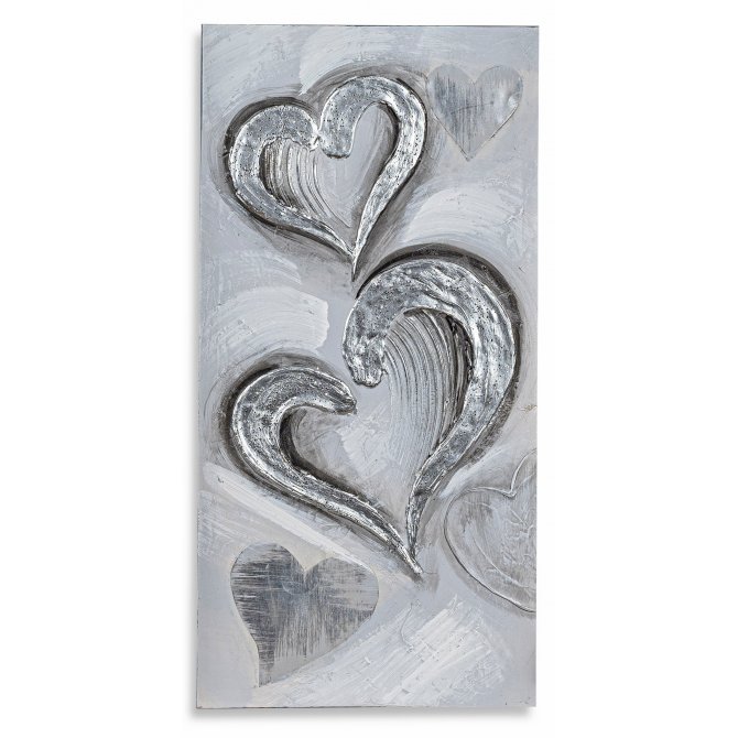 Wandbild 30x60cm 2 Herzen