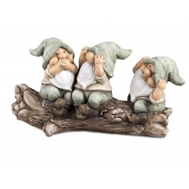 Zwergengruppe auf Baumstamm 50cm