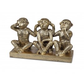 Affen auf Podest 26cm Goldfarben