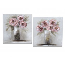 Wandbild rosa Blumen 40x40cm