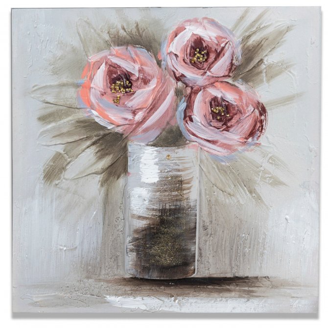 Wandbild rosa Blumen 40x40cm
