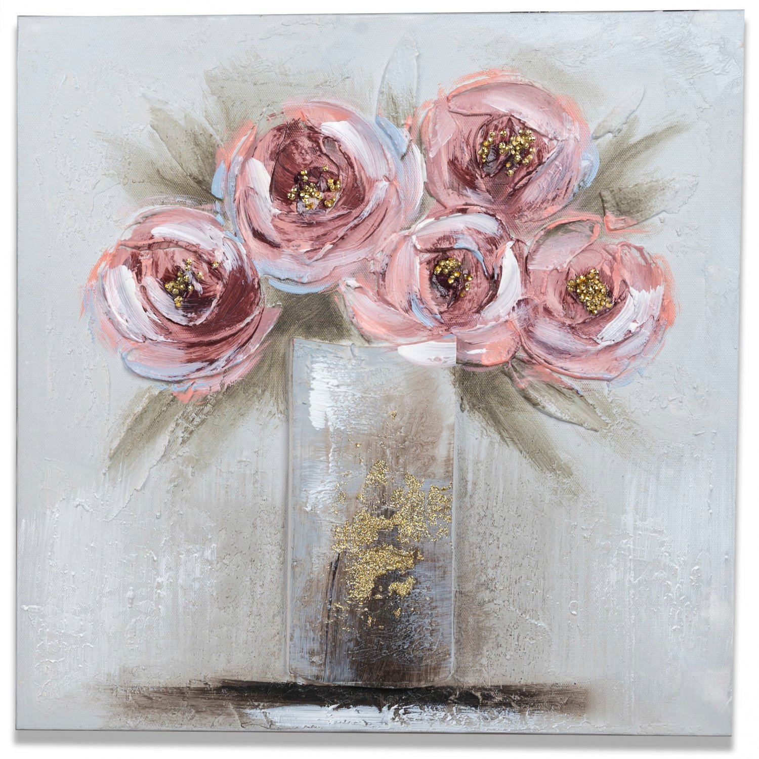 Wandbild rosa Blumen 40x40cm - Geschenkhaus Bellm