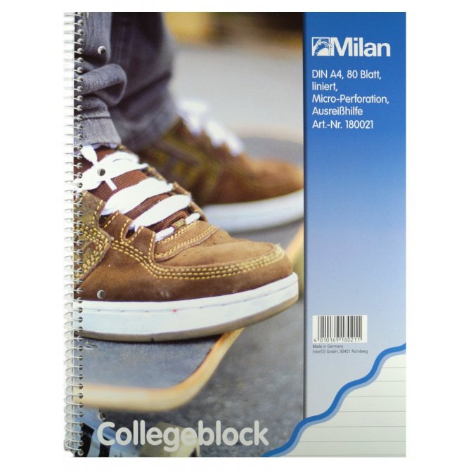 Collegeblock A4 Liniert Rand Milan