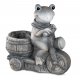 Pflanzgefäß Frosch auf Fahrrad Steingrau