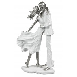 Paar küssend 36cm weiss-silber