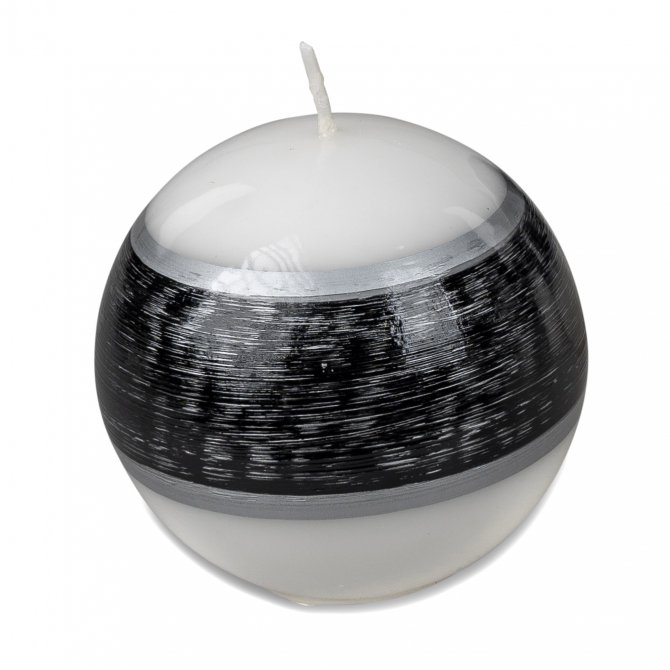 Kugelkerze 8cm Streifen schwarz-weiß