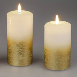 LED-Kerze Rustik weiß-gold