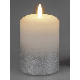 LED-Kerze 7x10 Rustik weiß-silber
