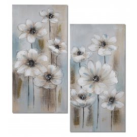 Wandbild 40x80 Blumen blau