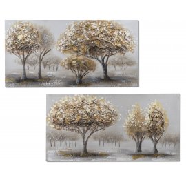 Wandbild 50x100 Bäume gold